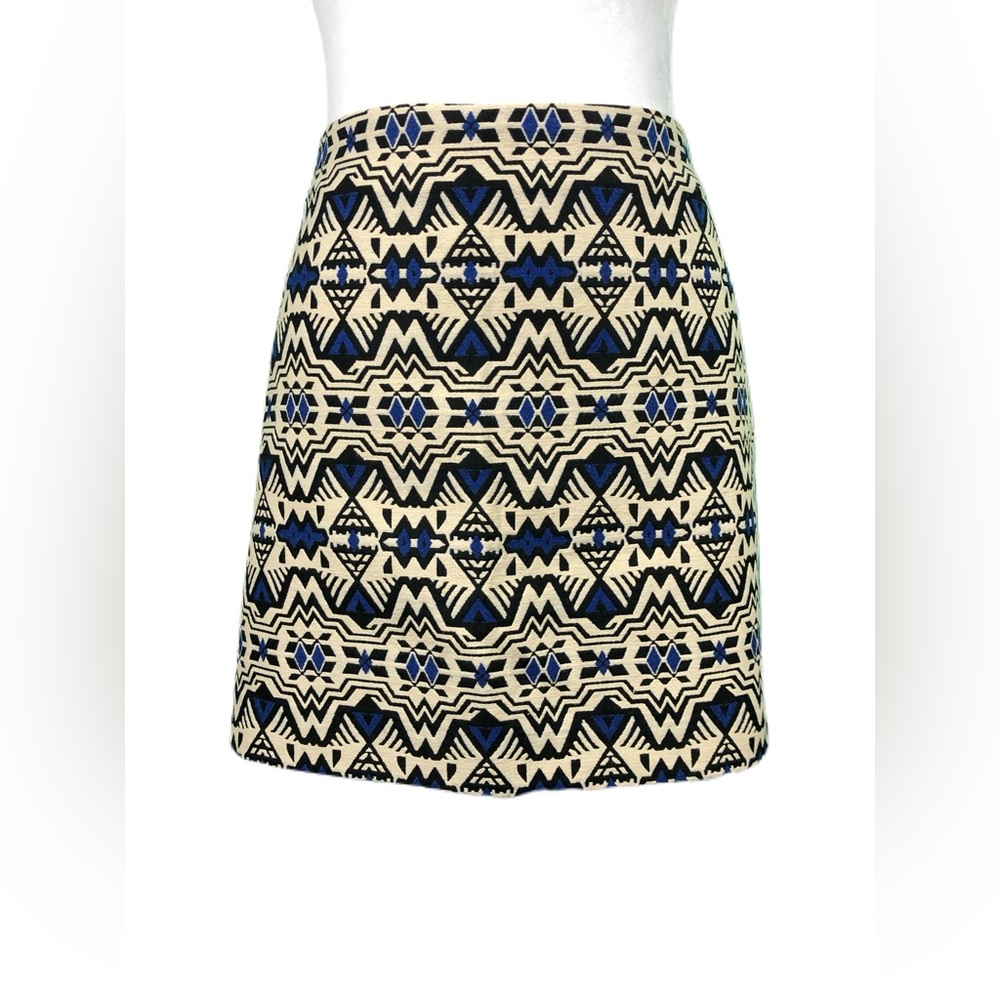 NWT H&M Geometric Patterned Blue and Cream Skirt